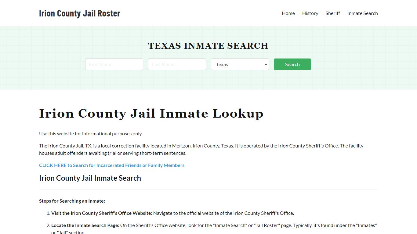 Irion County Jail Roster Lookup, TX, Inmate Search