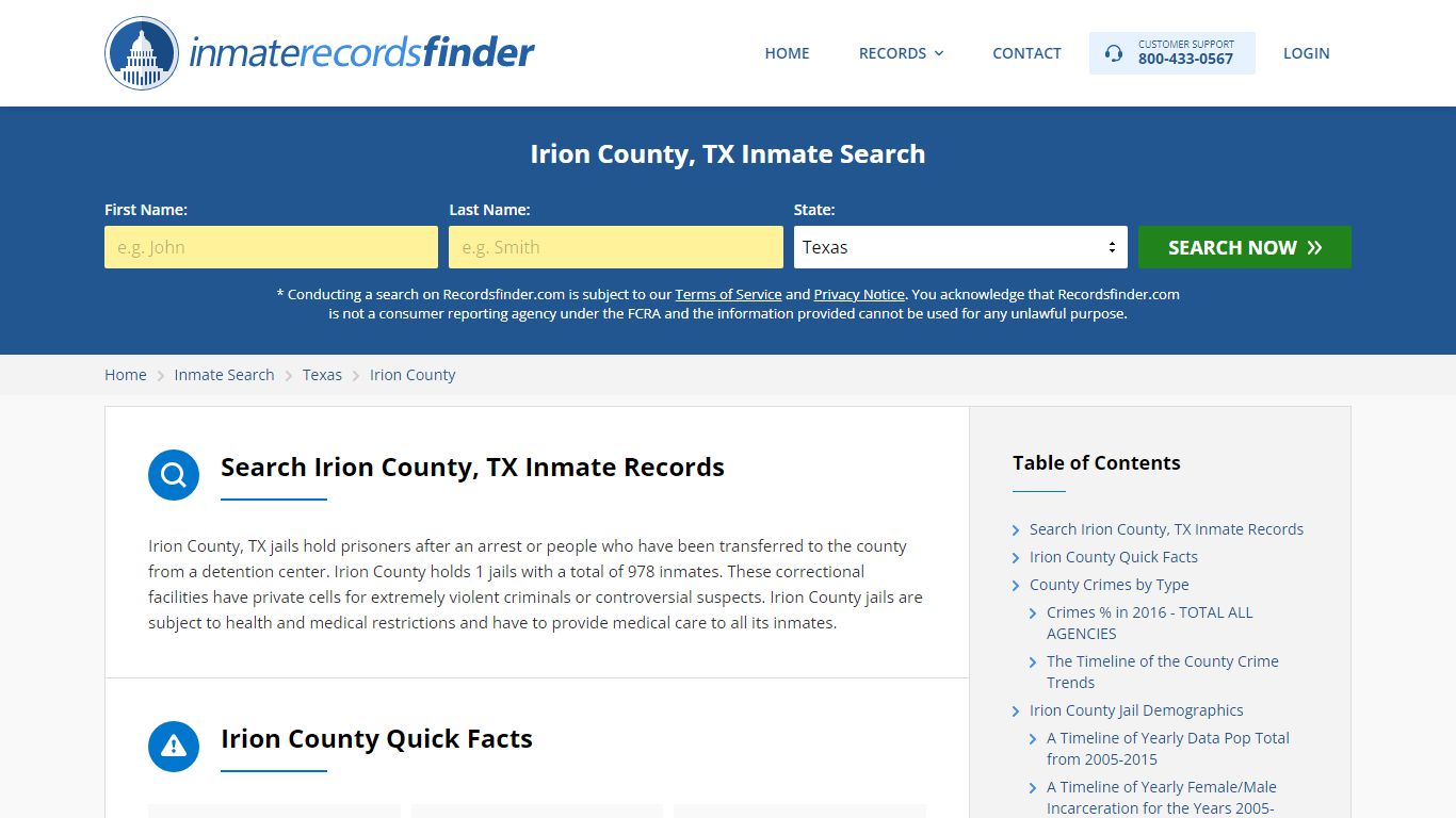 Irion County, TX Inmate Lookup & Jail Records Online - Recordsfinder.com